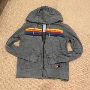 Aviator Nation 5 Stripe Zip Up Hoodie